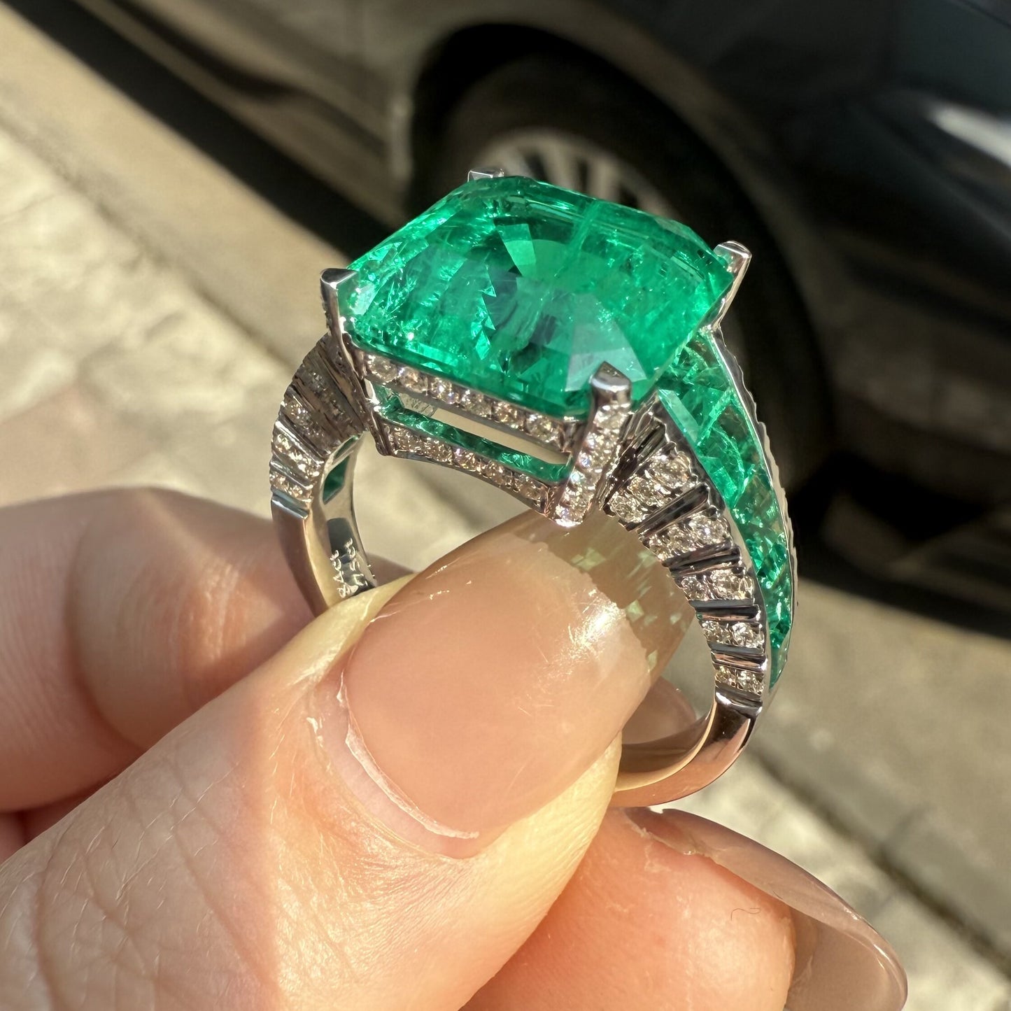 Pirmiana Hot Sale Classic Design Lab Grown Diamond 14k Gold Rings 13x13MM 8.8ct Lab Grown Emerald Girlfriend Gift