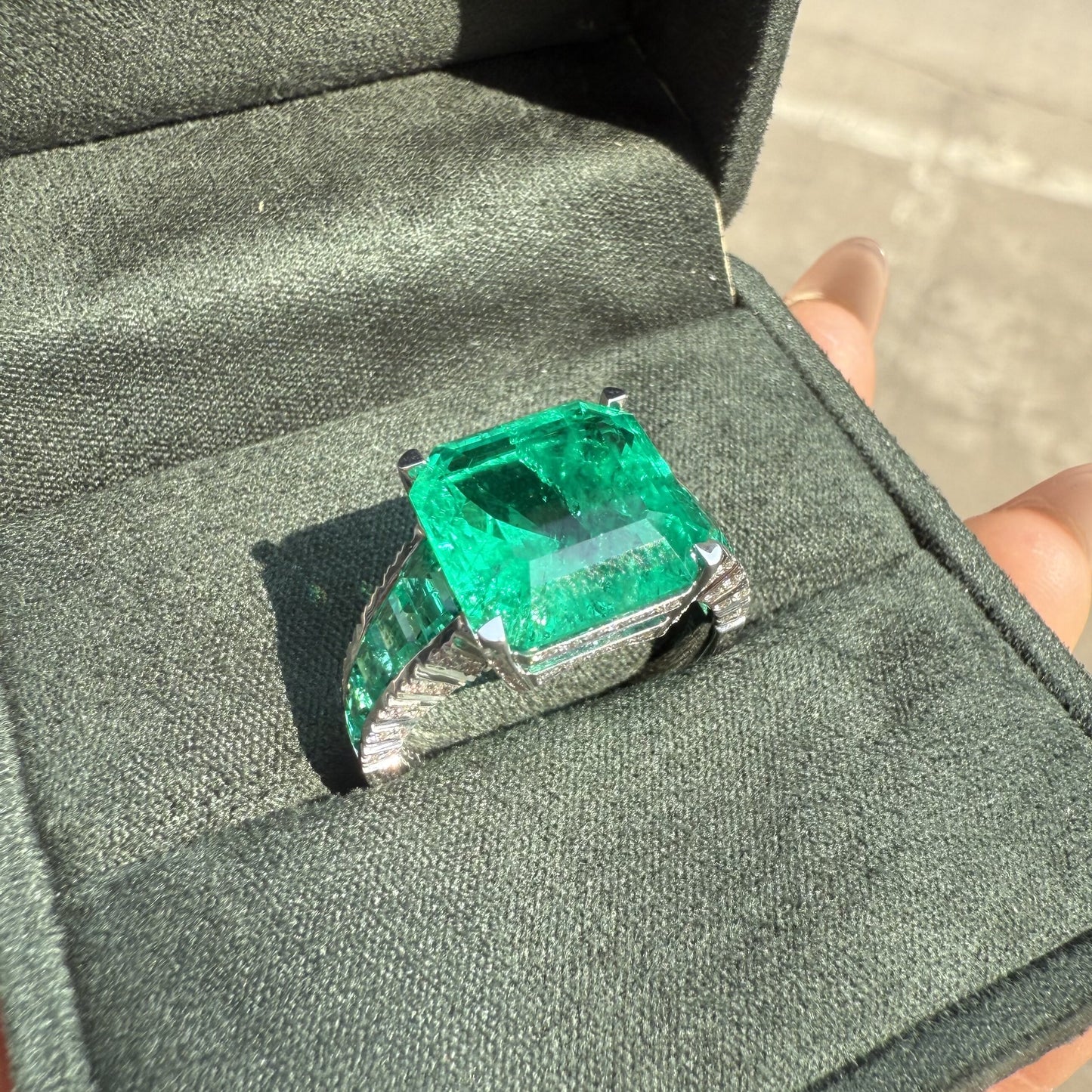 Pirmiana Hot Sale Classic Design Lab Grown Diamond 14k Gold Rings 13x13MM 8.8ct Lab Grown Emerald Girlfriend Gift