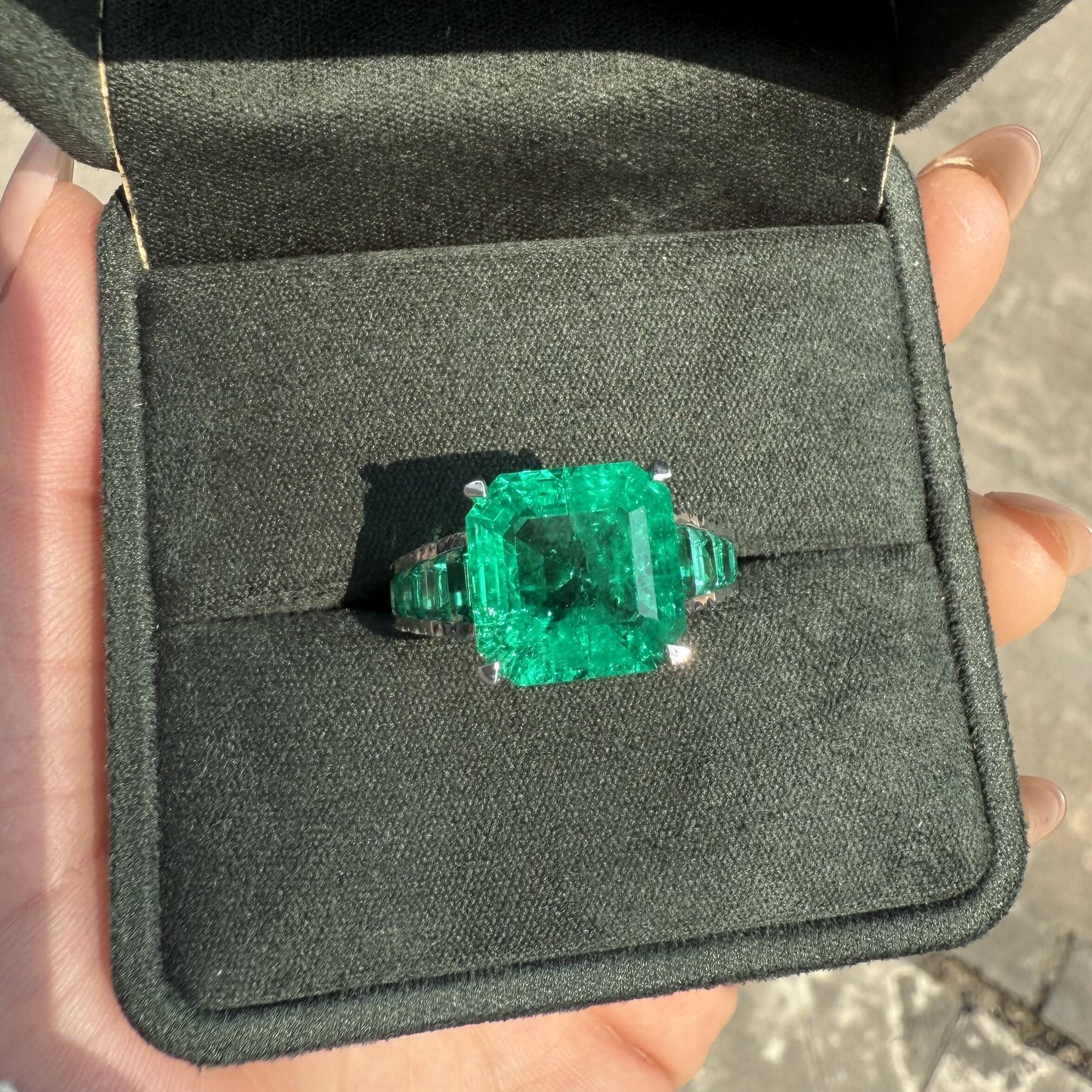 Pirmiana Hot Sale Classic Design Lab Grown Diamond 14k Gold Rings 13x13MM 8.8ct Lab Grown Emerald Girlfriend Gift