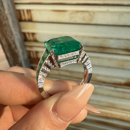 Pirmiana Hot Sale Classic Design Lab Grown Diamond 14k Gold Rings 13x13MM 8.8ct Lab Grown Emerald Girlfriend Gift