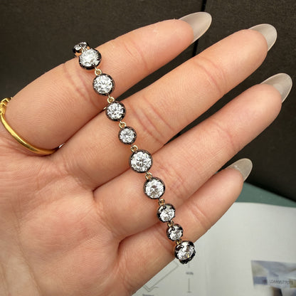 Pirmiana Jewelry Customized round Shape 14K Yellow Gold  DEF Each Lab Grown Diamond Eternity Bracelet Engagement for Women Fine Jewelry
