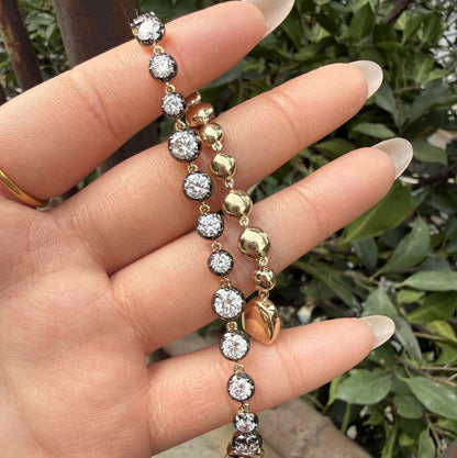 Pirmiana Jewelry Customized round Shape 14K Yellow Gold  DEF Each Lab Grown Diamond Eternity Bracelet Engagement for Women Fine Jewelry