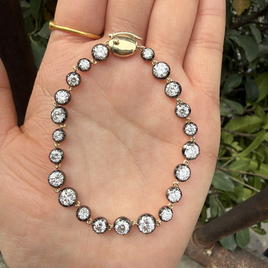 Pirmiana Jewelry Customized round Shape 14K Yellow Gold  DEF Each Lab Grown Diamond Eternity Bracelet Engagement for Women Fine Jewelry