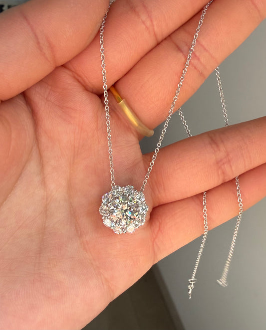 Pirmiana Jewelry Customized 14K White gold 2ct Lab Grown Diamond Necklace for Women Party Gift