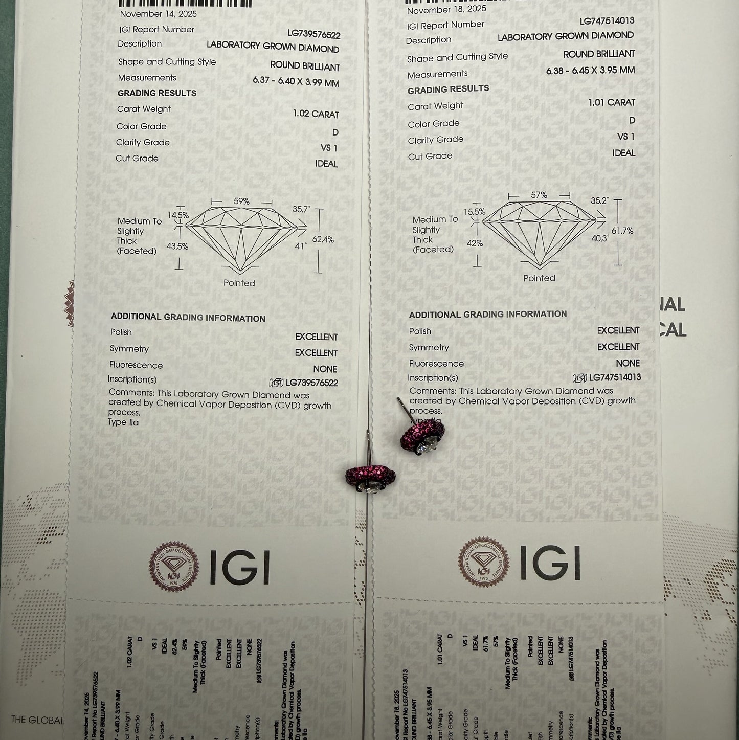 Pirmiana Customized 18k White Gold 1ct Each Lab Grown Diamond Earrings for Women Party Gift