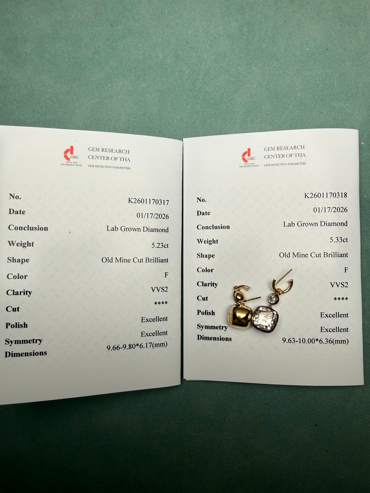 Pirmiana Custom Design 18K Yellow Gold 5ct Each Old Mine Cut Earrings for Women Lab Grown Diamond Jewelry