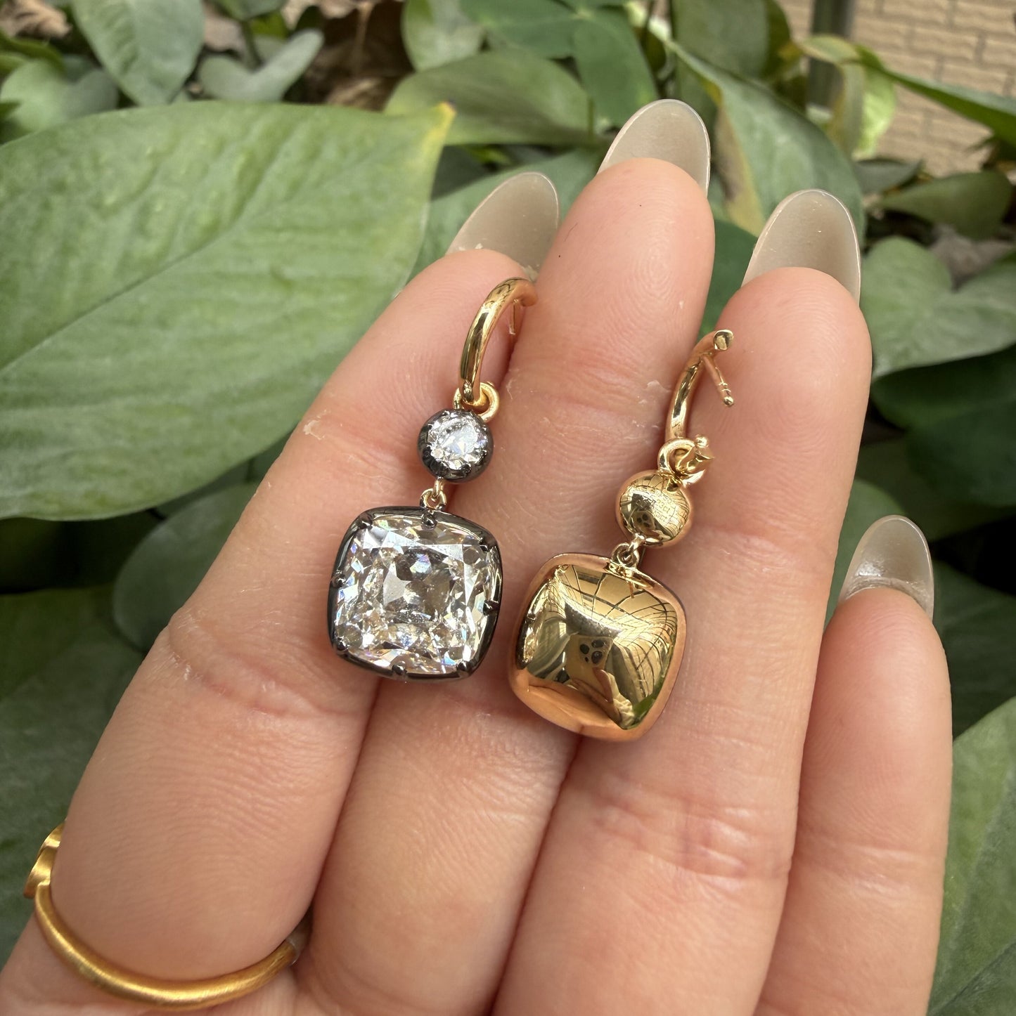 Pirmiana Custom Design 18K Yellow Gold 5ct Each Old Mine Cut Earrings for Women Lab Grown Diamond Jewelry