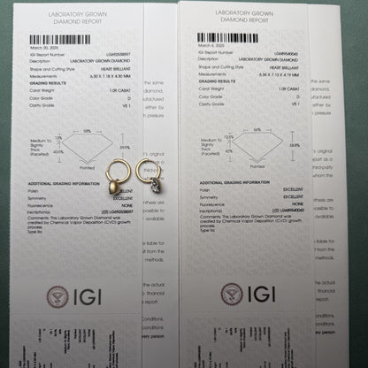 Pirmiana Customized 14k Yellow Gold 1ct Each Matte polishing Lab Grown Diamond Earrings for Women Party Gift