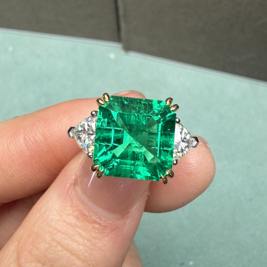 Pirmiana 18K White Gold 4.5ct Lab Grown Emerald Engagementring for Women