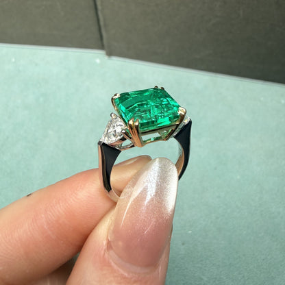 Pirmiana 18K White Gold 4.5ct Lab Grown Emerald Engagementring for Women