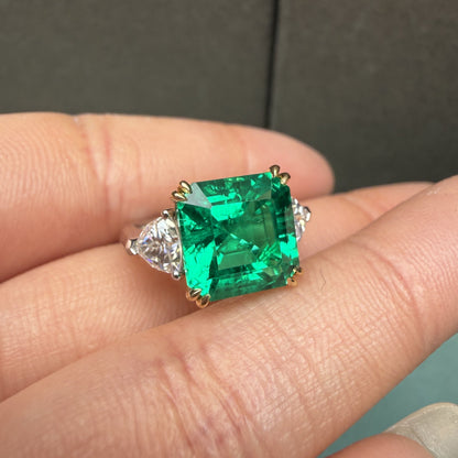 Pirmiana 18K White Gold 4.5ct Lab Grown Emerald Engagementring for Women