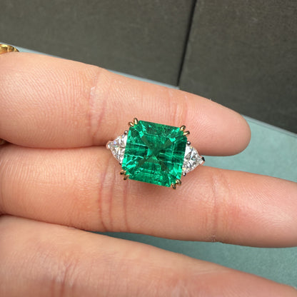 Pirmiana 18K White Gold 4.5ct Lab Grown Emerald Engagementring for Women