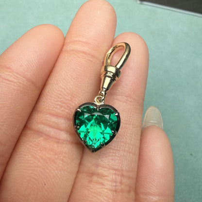 Primiana New Classic Style 9K 9x9mm 2.5ct Heart Shape Lab Grwon Emerlad Pendant Girlfriend Gift