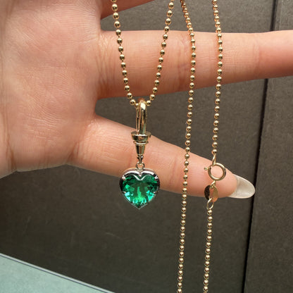 Primiana New Classic Style 9K 9x9mm 2.5ct Heart Shape Lab Grwon Emerlad Pendant Girlfriend Gift