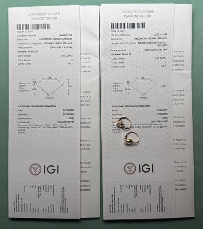 Pirmiana Customized 14k Yellow Gold 1ct each Lab Grown Diamond Earrings for Women Party Gift