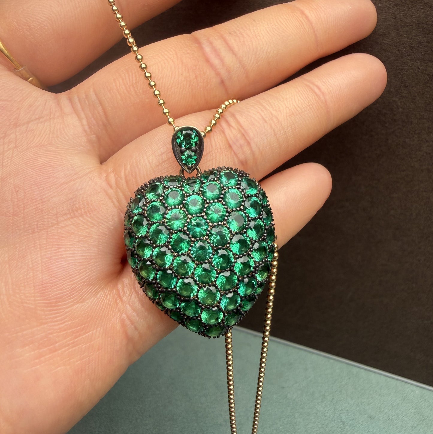 Primiana New Classic Style 9K Lab Grwon Emerlad Pendant Girlfriend Gift