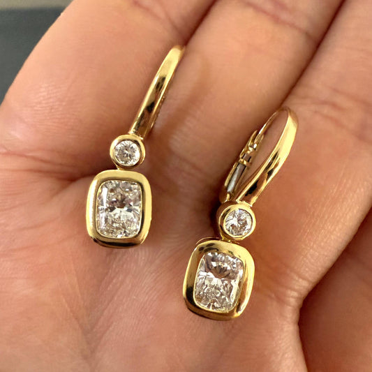 Pirmiana Custom Design 18K Yellow Gold Earrings for Women 1ct each Lab Grown Diamond Jewelry