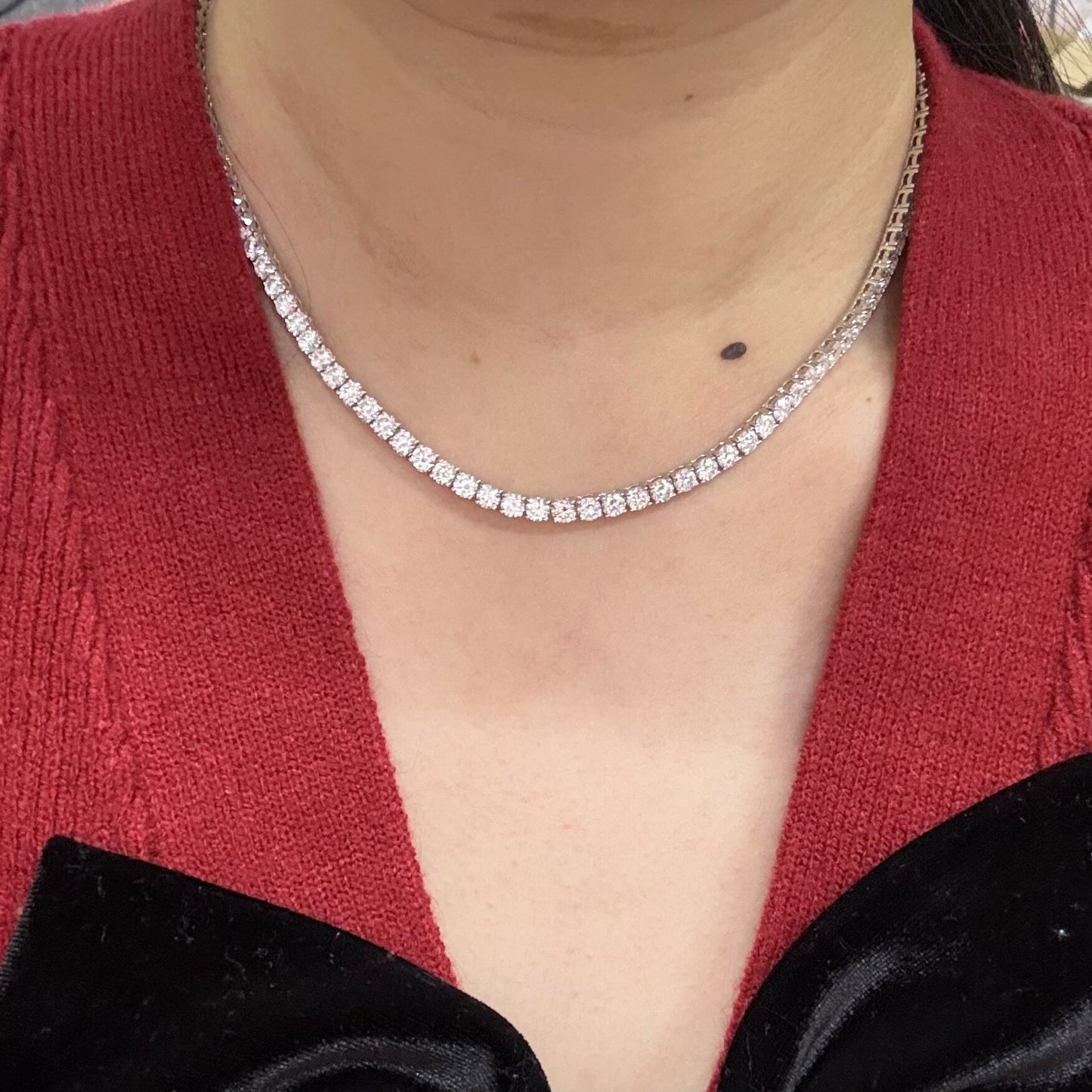 Pirmiana Jewelry Classic Design 14K White Gold 0.15ct Each HPHT Diamond Necklace Jewelry for Party Wedding Gift