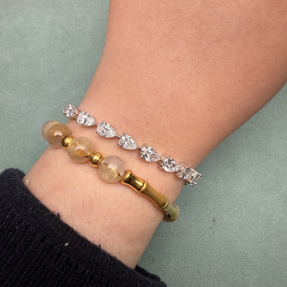 Pirmiana Jewelry Customized Pear Shape 14K White Gold 0.5ct DEF Each Lab Grown Diamond Eternity Bracelet Engagement for Women Fine Jewelry