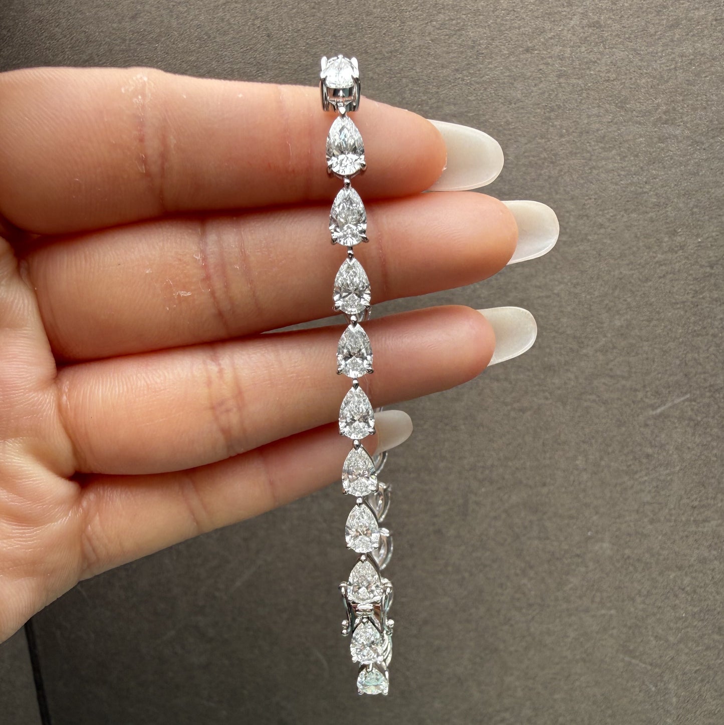 Pirmiana Jewelry Customized Pear Shape 14K White Gold 0.5ct DEF Each Lab Grown Diamond Eternity Bracelet Engagement for Women Fine Jewelry