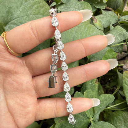 Pirmiana Jewelry Customized Pear Shape 14K White Gold 0.5ct DEF Each Lab Grown Diamond Eternity Bracelet Engagement for Women Fine Jewelry