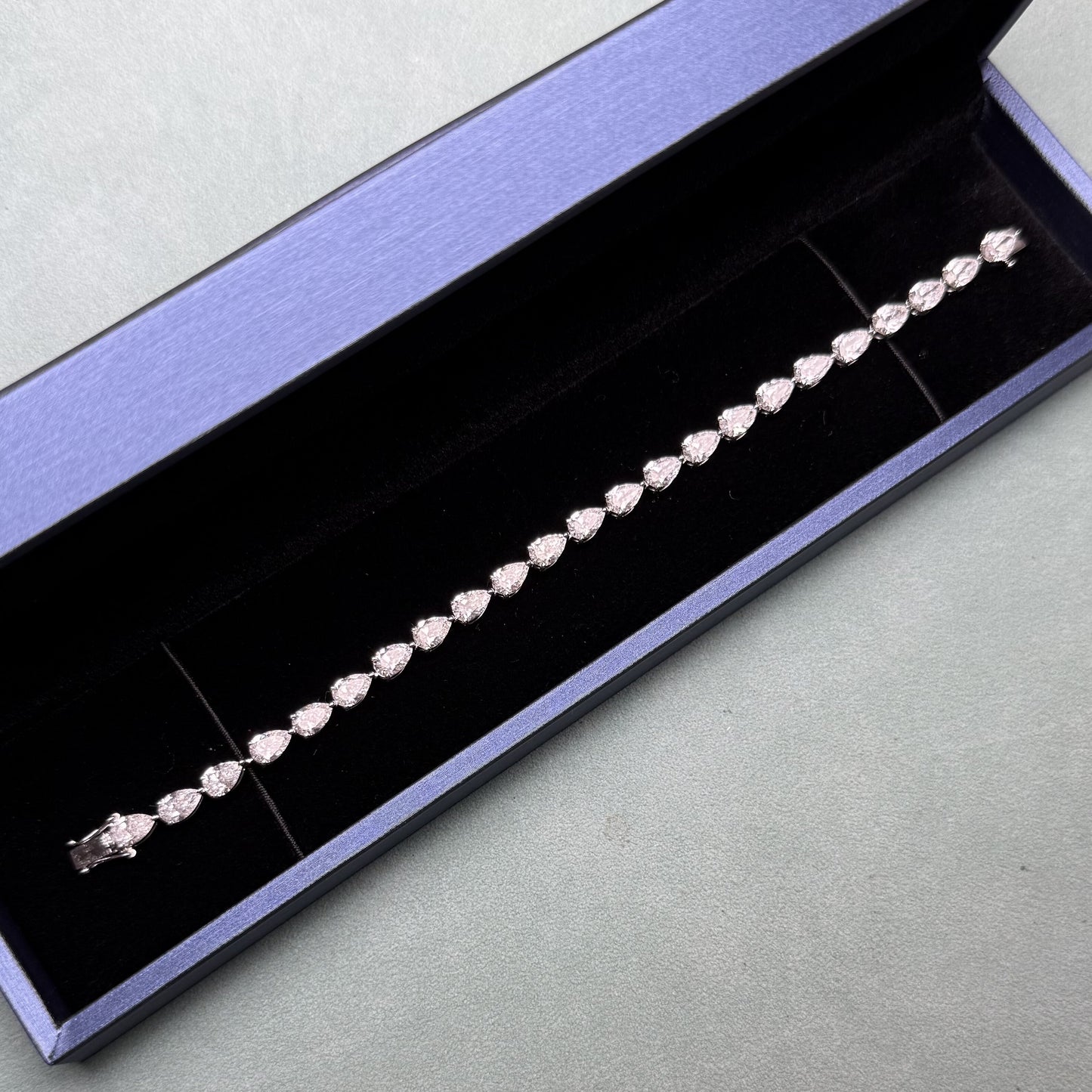 Pirmiana Jewelry Customized Pear Shape 14K White Gold 0.5ct DEF Each Lab Grown Diamond Eternity Bracelet Engagement for Women Fine Jewelry