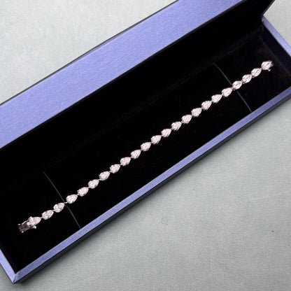 Pirmiana Jewelry Customized Pear Shape 14K White Gold 0.5ct DEF Each Lab Grown Diamond Eternity Bracelet Engagement for Women Fine Jewelry