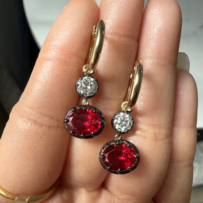 Pirmiana Jewelry Custom Design 9k Earrings for Women 3ct Lab Grown Ruby And DEF VS VVS Lab Grown Diamond Jewelry