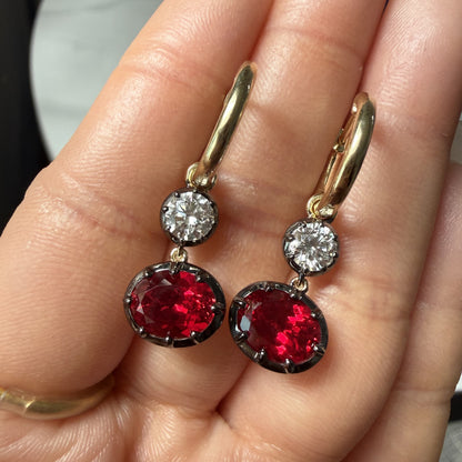 Pirmiana Jewelry Custom Design 9k Earrings for Women 3ct Lab Grown Ruby And DEF VS VVS Lab Grown Diamond Jewelry