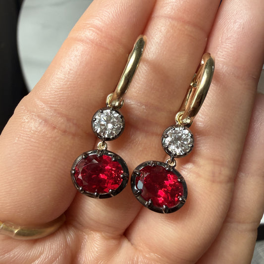 Pirmiana Jewelry Custom Design 9k Earrings for Women 3ct Lab Grown Ruby And DEF VS VVS Lab Grown Diamond Jewelry