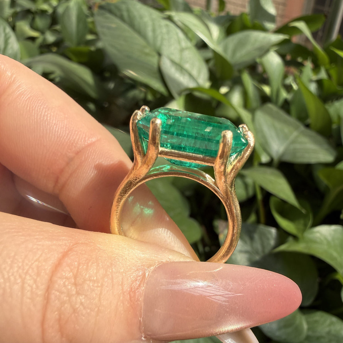 Pirmiana Hot Sale Classic Design Lab Grown Emerald 14k yellow Gold Rings 12X16MM 11ct Lab Grown Emerald Girlfriend Gift