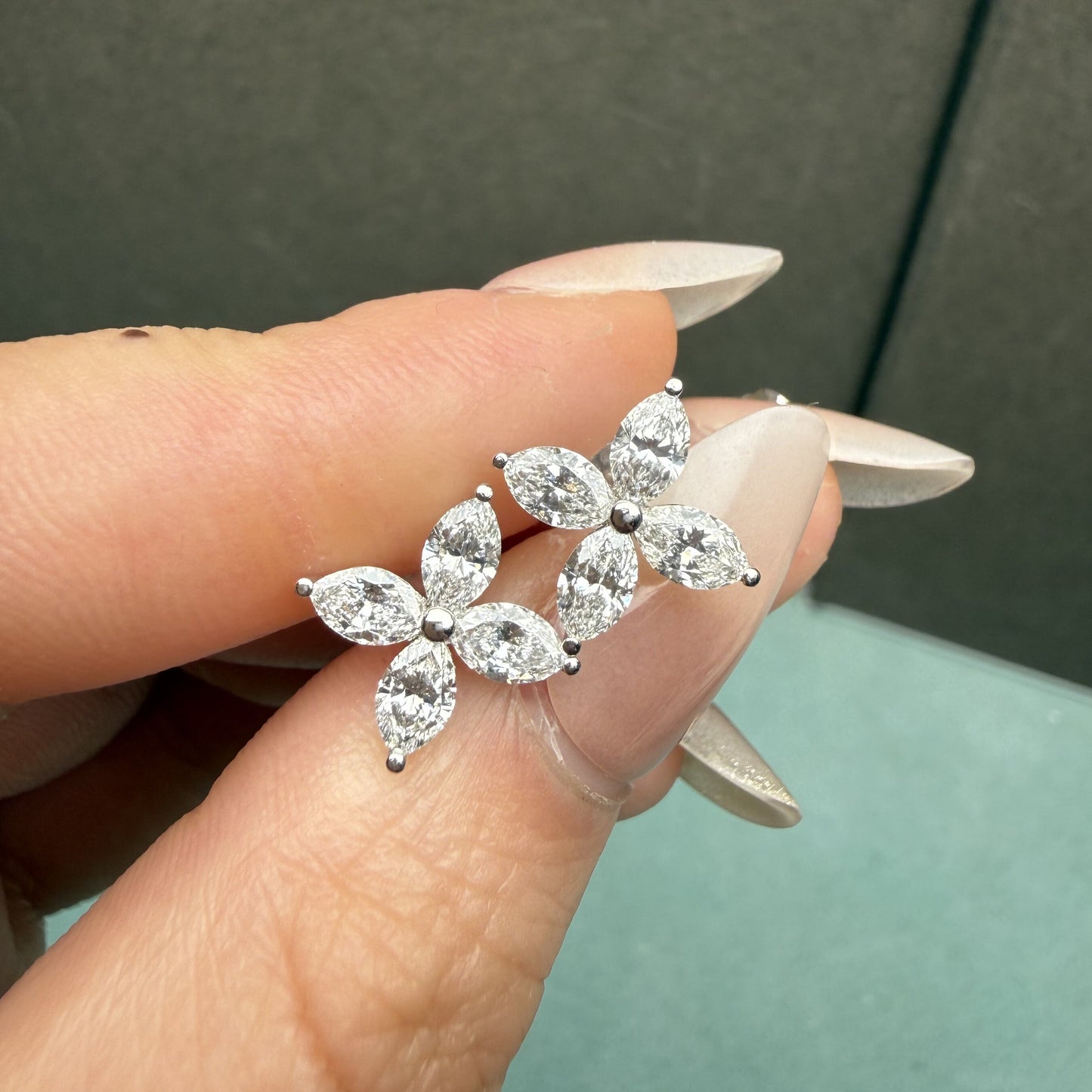 Pirmiana Custom Design Platinum Earrings for Women Lab Grown Diamond Jewelry