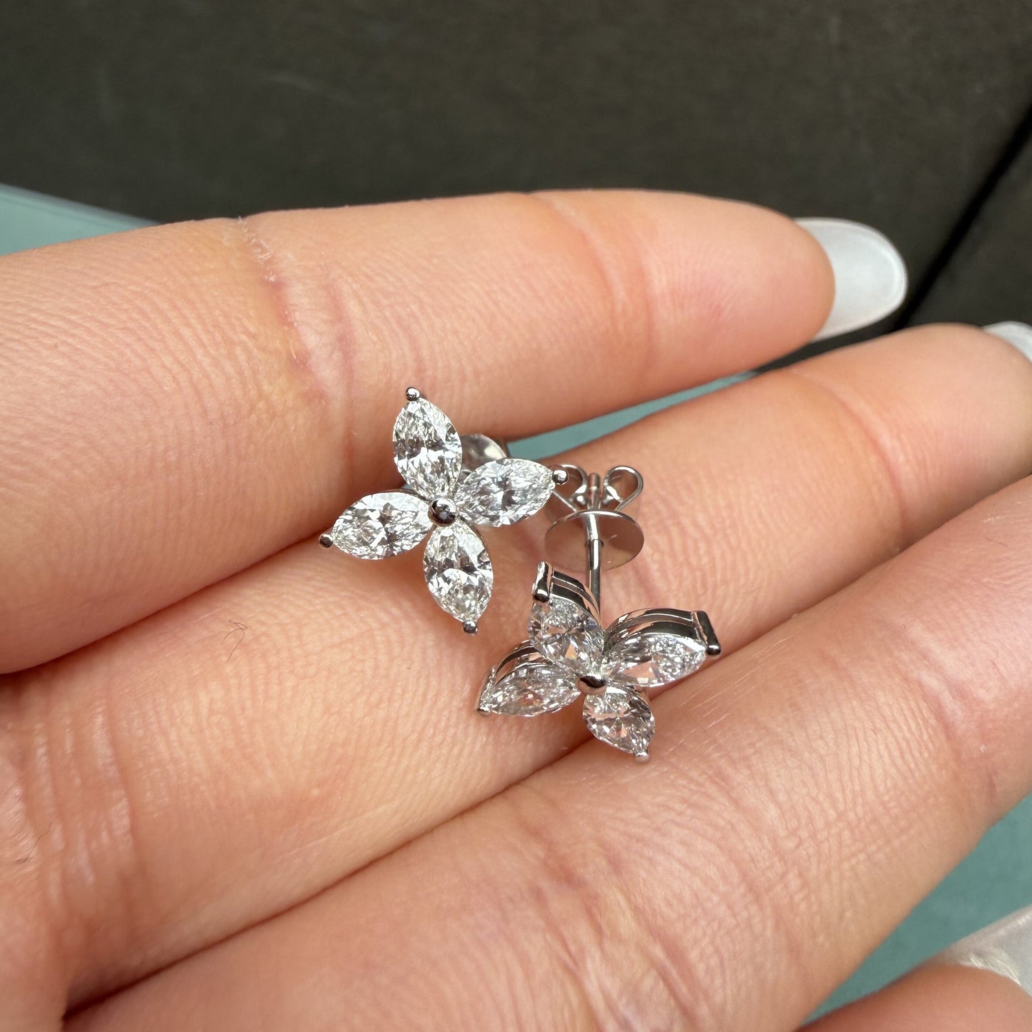 Pirmiana Custom Design Platinum Earrings for Women Lab Grown Diamond Jewelry