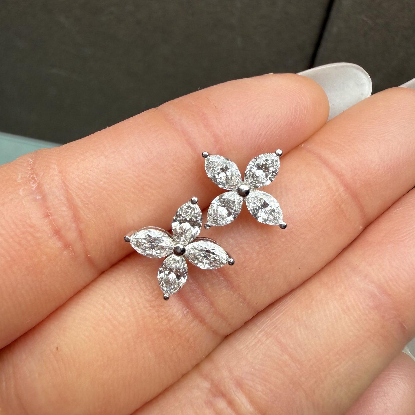 Pirmiana Custom Design Platinum Earrings for Women Lab Grown Diamond Jewelry