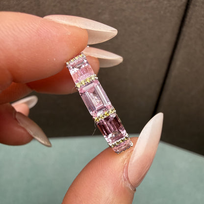 Pirmiana Custom Design 925sliver Ring for Women 4X6mm Lab Grown Pink Sapphire and lab grown yellow sapphire Jewelry