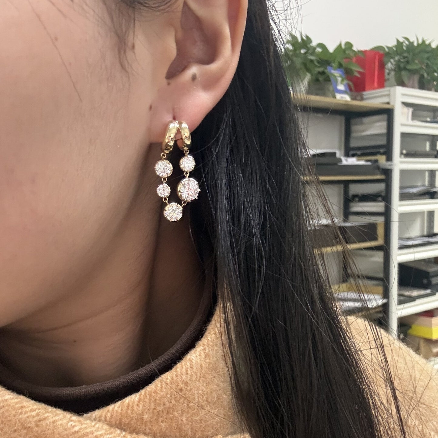 Pirmiana Custom Design 14K Yellow Gold Earrings for Women 5.5ct HPHT Lab Grown Diamond Jewelry