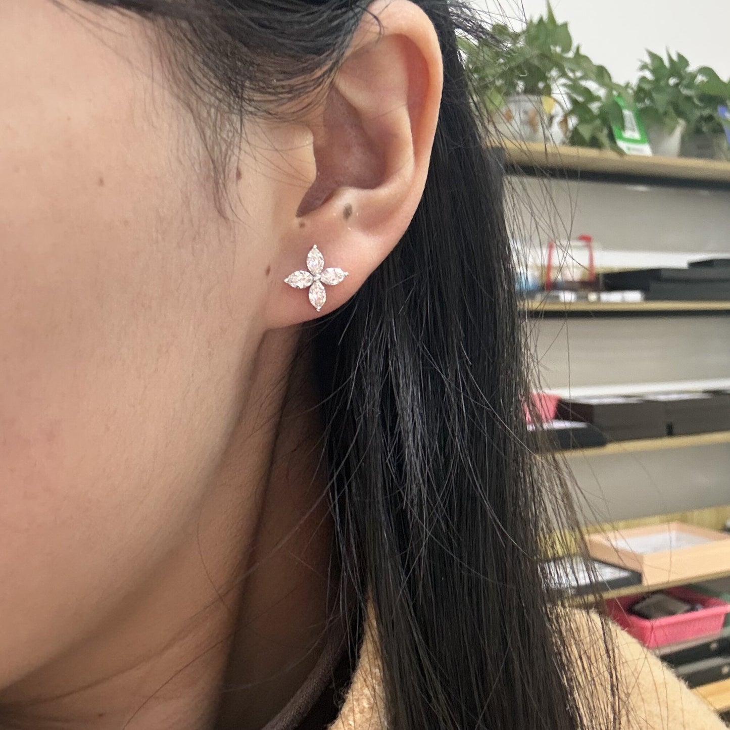 Pirmiana Custom Design Platinum Earrings for Women Lab Grown Diamond Jewelry