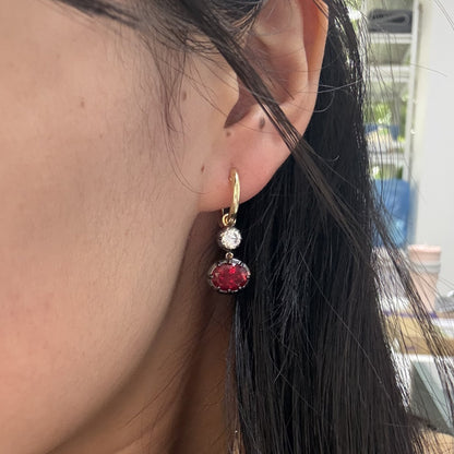 Pirmiana Jewelry Custom Design 9k Earrings for Women 3ct Lab Grown Ruby And DEF VS VVS Lab Grown Diamond Jewelry