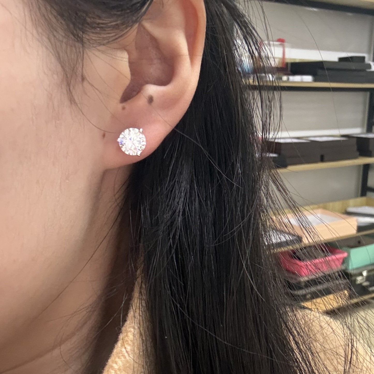 Pirmiana Custom Design 18K Yellow Gold Earrings for Women 2ct Each CVD Lab Grown Diamond Jewelry