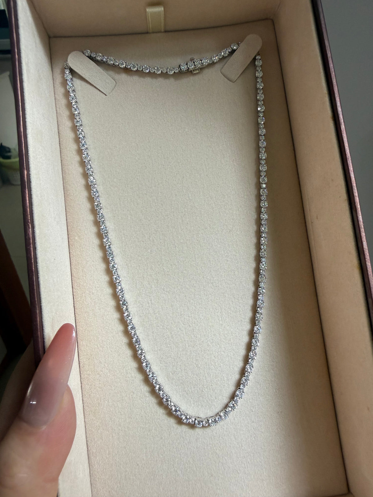 Pirmiana Jewelry Classic Design 18K White Gold 10.7CT HPHT Diamond Tennis Necklace luxe Jewelry for Party Wedding Gift