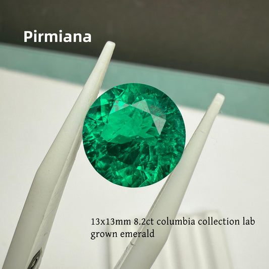 Pirmiana 13x13mm 8.2ct Round Shape Lab Grown Emerlad