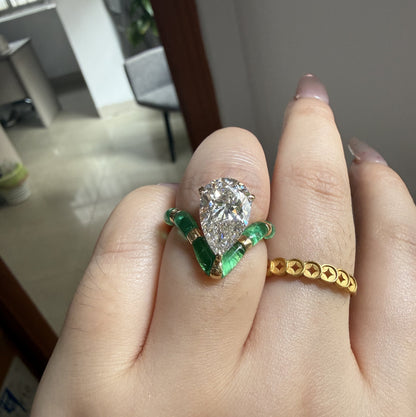 Pirmiana Hot Sale Classic Design Lab Grown Emerald 18k yellow Gold Rings 3ct Lab Grown Diamond Girlfriend Gift