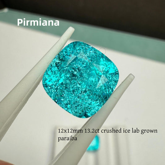 Pirmiana Cushion Cut Crushed Ice Lab Grown Paraiba Loose Gemstones for Jewelry Making