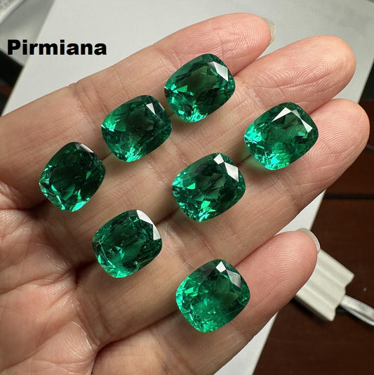 Pirmiana  0.7-8.39ct Cushion Cut Lab Grown Emeralds Loose Gemstones for Jewelry Making