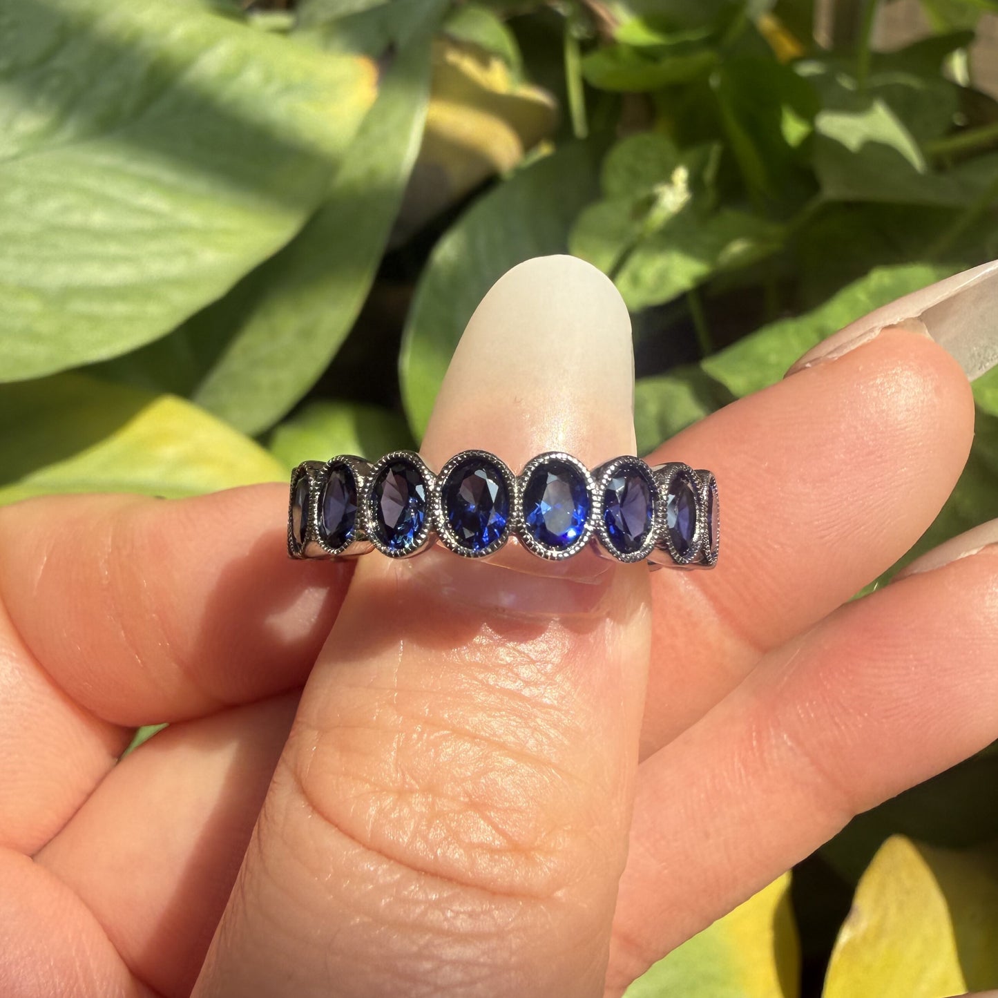 Pirmiana Custom Design 9K Yellow Gold Ring for Women 3x4mm 0.2ct each Lab Grown Sapphire Jewelry