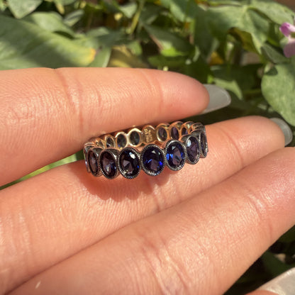 Pirmiana Custom Design 9K Yellow Gold Ring for Women 3x4mm 0.2ct each Lab Grown Sapphire Jewelry