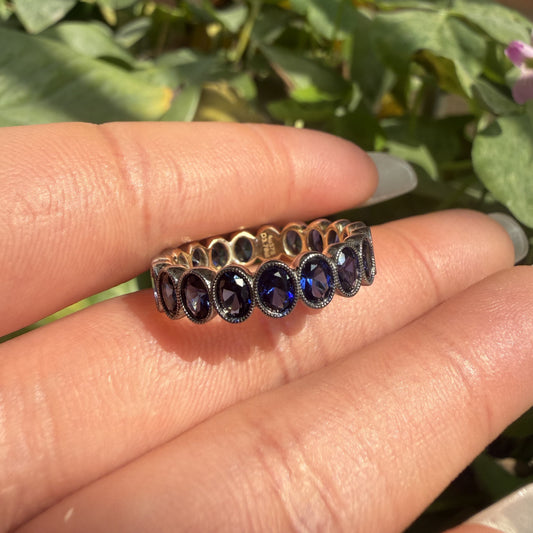 Pirmiana Custom Design 9K Yellow Gold Ring for Women 3x4mm 0.2ct each Lab Grown Sapphire Jewelry