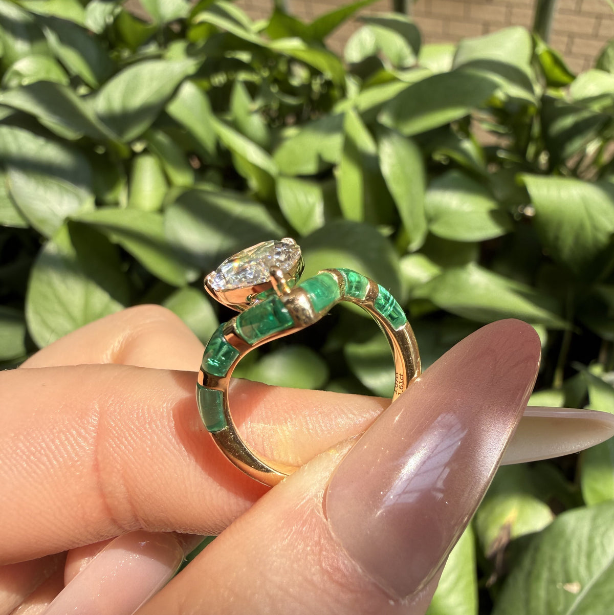 Pirmiana Hot Sale Classic Design Lab Grown Emerald 18k yellow Gold Rings 3ct Lab Grown Diamond Girlfriend Gift