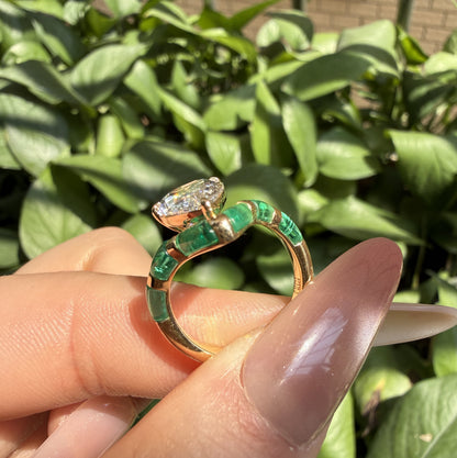 Pirmiana Hot Sale Classic Design Lab Grown Emerald 18k yellow Gold Rings 3ct Lab Grown Diamond Girlfriend Gift