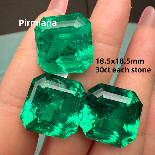 Pirmiana 18.5X18.5mm 30ct Asscher Cut Lab Grown Emerald